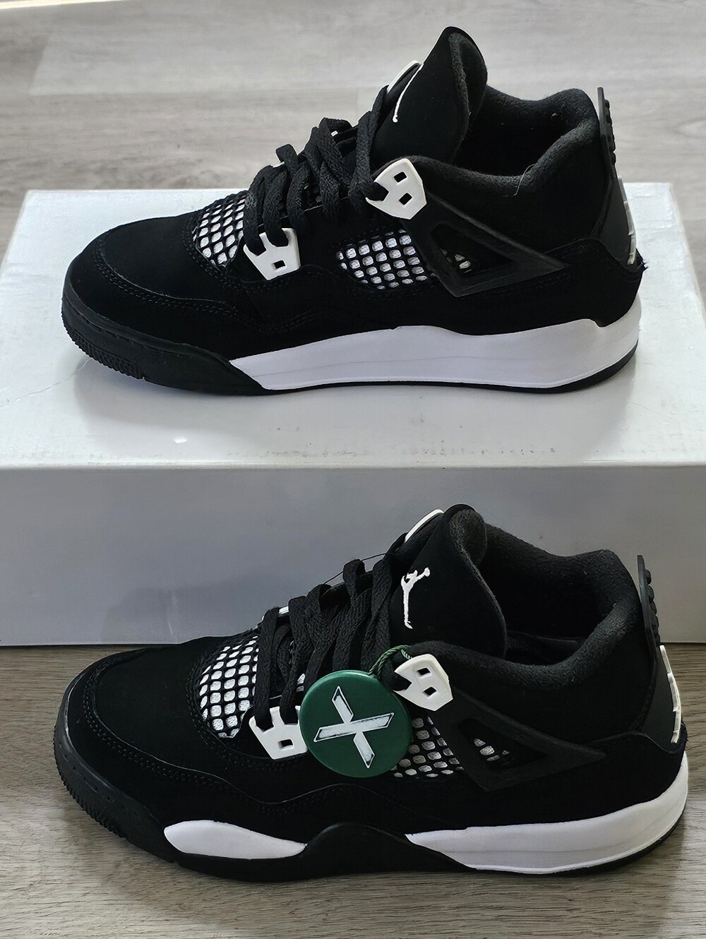 Nike Air Jordan 4 Retro Military Black Kids Size 2Y Black White - Picture 2 of 9